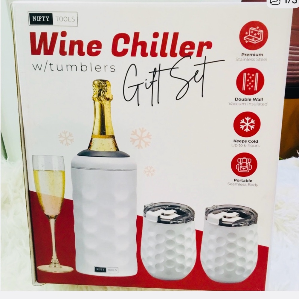 White Wine Chiller Gift Set with Tumblers